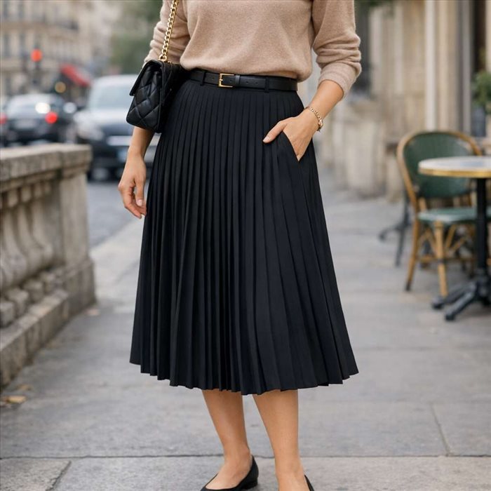 Comment porter une jupe plissée sans volume : astuces clés