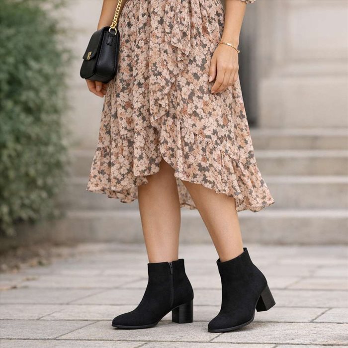 Bottines avec une robe : comment allonger la silhouette ?