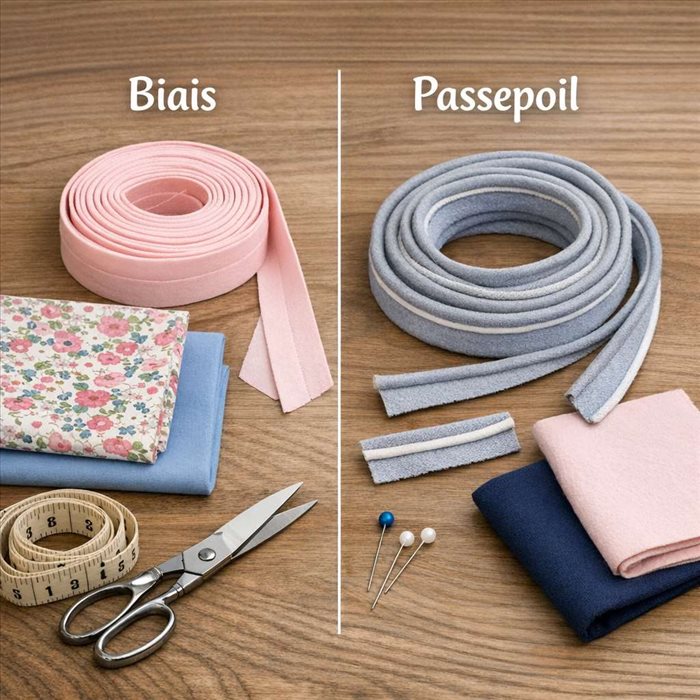 Différence entre biais et passepoil : guide couture simple